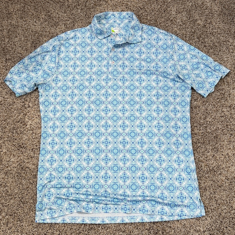 Tailorbyrd Aqua and White Polo XL